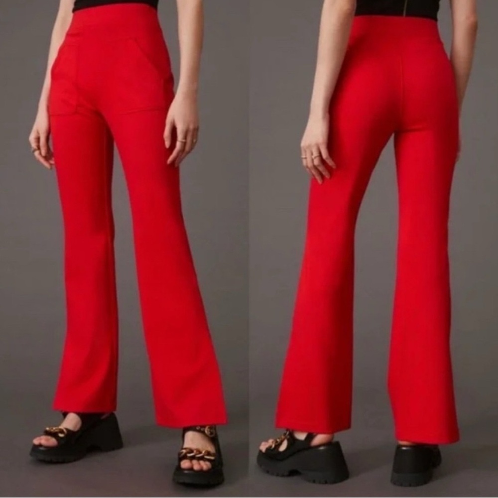 Anthropologie Maeve‎ Knit Flare Pant in Red Rouge.